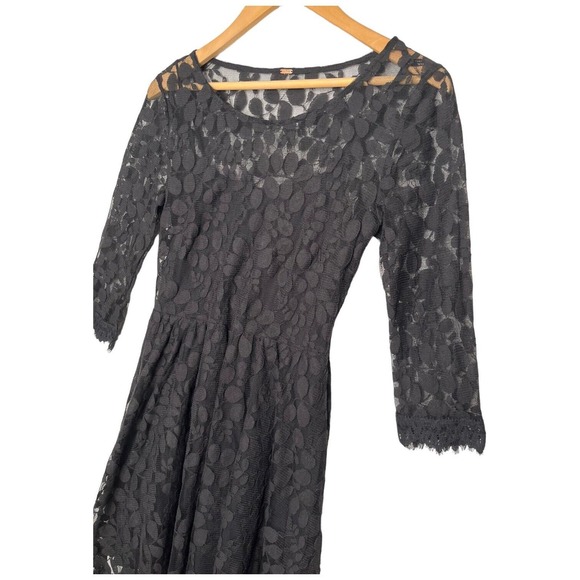 Free People Floral Embroidered Mesh Lace Mini Dress Black S - Picture 6 of 14